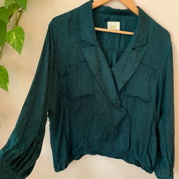 Maeve // Forest Green Paisley Blouse - Picture 3 of 10